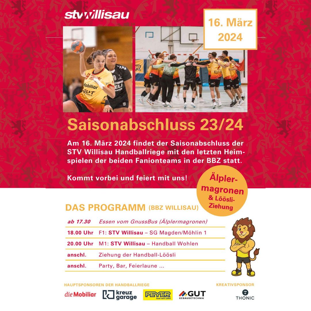 Saisonabschluss der Handballriege: letzte Heimspiele unserer ...